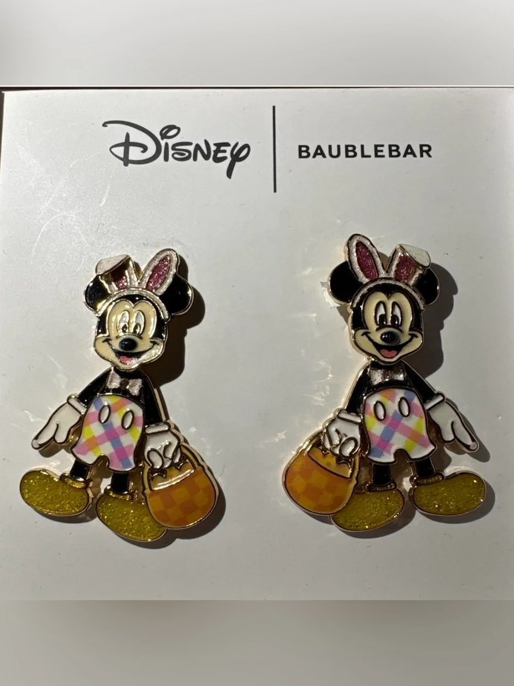 BaubleBar Minnie Mouse Pink, Gold & Black Kids Earrings
